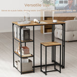 3-Piece Bar Table Set for 2 Bar-Height Dining Table with 2 Stools-Rustic Brown
