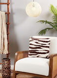 Fennco Styles Striped Faux Fur Decorative Filled Throw Pillow 18" W x 18" L – Black Plush Cushion for Couch, Bedroom, Living Room and Office Décor