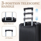 ABS Spinner Wheel Luggage Set with Cosmetic Case - Black