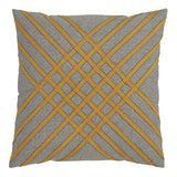 Fennco Styles Moutarde Collection Bohemian Cross Hatch 100% Pure Cotton 18 x 18 Inch Throw Pillow with Case & Insert – Blue Grey Lumbar Pillow for Couch, Bedroom and Living Room Décor