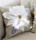 Fennco Styles Christmas Unique 3D Poinsettia Decorative Throw Pillow Cover 17 x 17 Inch - Holiday Flower Pillow for Everyday Use, Couch, Living Room and Bedroom Décor