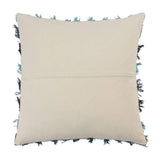 Fennco Styles Boho Striped Fringe Cotton Decorative Throw Pillow 20" W X 20" L – Blue Textured Cushion for Couch, Sofa, Bedroom, Office and Living Room Décor