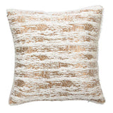 Fennco Styles Brushed Metallic Foil Collection Glamorous Faux Fur 15 x 15 Inch Throw Pillow with Case & Insert – Silver Throw Pillow for Couch, Bedroom and Living Room Décor