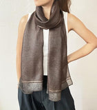 stylesilove Women Shimmering Striped Scarf Silk-like Scarves Ultra Lightweight Soft Shawl Neck Wraps