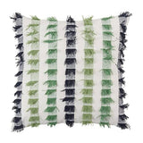 Fennco Styles Boho Striped Fringe Cotton Decorative Throw Pillow 20" W X 20" L – Blue Textured Cushion for Couch, Sofa, Bedroom, Office and Living Room Décor
