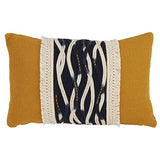 Fennco Styles Moutarde Collection Bohemian Cross Hatch 100% Pure Cotton 18 x 18 Inch Throw Pillow with Case & Insert – Blue Grey Lumbar Pillow for Couch, Bedroom and Living Room Décor