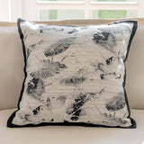 Fennco Styles Art Style Leaf Feather Design Jacquard Throw Pillow Cover 18" W X 18" L – Black Woven Square Cushion Case for Couch, Sofa, Bedroom, Office and Living Room Décor