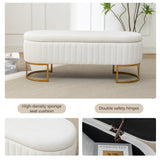 Storage Bench - Velvet Oval Upholstered Design