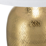 D18x31" Round Aluminum Sheet Gold Table Lamp with White Fabric Shade