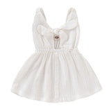 stylesilove Baby Girls Sleeveless Front Tie Bowknot Gauze Cotton Dress Toddler Girl Solid Sundress Summer Outfit