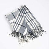 Fennco Styles Tasseled Plaid Design Throw Blanket 50 x 60 Inch - Grey White Throw for Home, Couch, Living Room and Holiday Winter Season