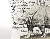Fennco Styles Safari Collection Country Rhinoceros 100% Pure Cotton 18 x 18 Inch Throw Pillow with Case & Insert – Natural Decorative Pillow for Couch, Bedroom and Living Room Décor