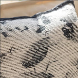 Fennco Styles Art Style Leaf Feather Design Jacquard Throw Pillow Cover 18" W X 18" L – Black Woven Square Cushion Case for Couch, Sofa, Bedroom, Office and Living Room Décor