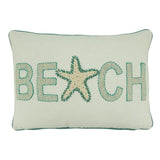Fennco Styles Coastal Starfish Beach Appliqué Cotton Decorative Throw Pillow 14" W x 20" L – Ivory Nautical Cushion for Couch, Sofa, Bed, Holidays, Home Décor and Office Décor