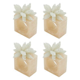 Fennco Styles Beaded Enchanted Bloom Resin Napkin Rings, Set of 4