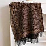 stylesilove Women Geometric Maze Print Cashmere Scarf with Fringe Ultra Soft Shawl Scarves Neck Wraps, 2 Colors