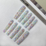 GGddsha Long Novel Design And Reusable HandmadePMMA Acrylic Press On Nails Full Coverage Candy 3D CrystaFake Nails With Box Gifts For Women,Pastel Galaxy