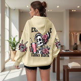 Women's Skull & Letter Print Long-Sleeve Sweatshirt