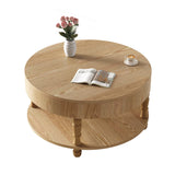 Coffee Table with Dual Storage - Natural Wood, 31.5" Round