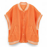 Oversized Sherpa Varsity Baseball Vest