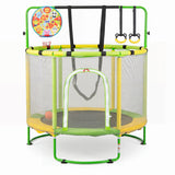 55" Kids Trampoline with Adjustable Gymnastics Bar & Hoop