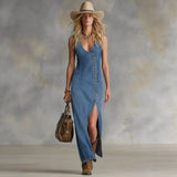 Button-Front Sleeveless Denim-Style Dress – Vintage, S–XXL