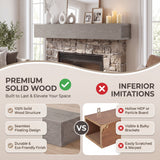 60-Inch Rustic Embossed Wood Fireplace Mantel, Wall-Mounted Floating Shelf, Gray