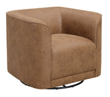 Brown Swivel Accent Chair with Swivel Base - Badlands Saddle