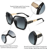 Polarized Women Square Sunglasses Sparkling Composite Shiny Frame B2289