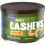 Kroger Whole Unsalted Cashews 8.5 oz