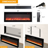 60 Inch Fireplace TV Stand with 50" Electric Fireplace - White