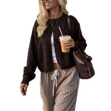 Womens Loose-fit Cardigan Sweater Knitted Jacket