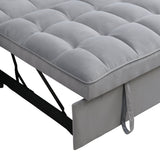 Modern Velvet Sleeper Loveseat with Pullout Bed and USB Ports - Light Gray