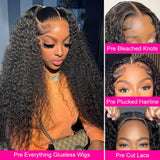 StariaHair 5"x5" Deep Wave Transparent Glueless Lace Closure Wig #1B
