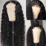 StariaHair 5"x5" Deep Wave Transparent Glueless Lace Closure Wig #1B