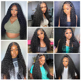 StariaHair 5"x5" Deep Wave Transparent Glueless Lace Closure Wig #1B