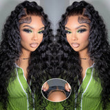 StariaHair 5"x5" Water Wave Transparent Glueless Lace Closure Wig #1B