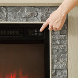 58" Modern TV Stand with Electric Fireplace and Storage - White