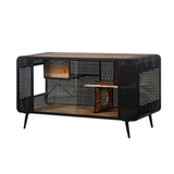 Modern Spacious Cat House with Fir Wood and Iron Frame - Black & Brown