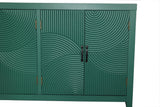 59in Green Accent Cabinet with 4 Doors - Mid Century Modern Buffet - Dark Green