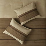 7 Pc Pieced Faux Suede Comforter Set Natural Cal King