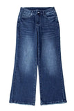 Sail Blue Mineral Wash Raw Hem High Waist Flared Jeans