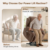 Power Lift Recliner Chair for Elderly with Massage and Heat 8-Point Massage, Lumbar Heat, Electric Lift Assistance, USB Charging Port, Dual Cup Holders, Side Pockets