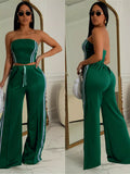 Sleeveless Tube Top and Wide Leg Pants Set