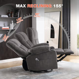 Massage Swivel Rocker Recliner Chair with Vibration Massage and Heat Ergonomic Lounge Chair for Living Room with Rocking Function and Side Pocket, 2 Cup Holders, USB Charge Port