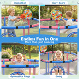 60-Inch Kids Trampoline with Adjustable Gymnastics Bar