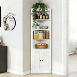71" Tall Corner Storage Cabinet with 2 Doors and 6-Tier Shelves
