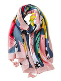 stylesilove Spring Summer Vivid Floral Printed Lightweight Tassel Scarf Bohemian Wrap Shawl for Women Girls