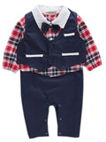 stylesilove Toddler Boys Long Sleeve Bow-tie Tuxedo Romper with Vest 2 Pcs Autumn Winter Formal Outfit