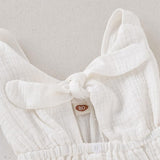stylesilove Baby Girls Sleeveless Front Tie Bowknot Gauze Cotton Dress Toddler Girl Solid Sundress Summer Outfit